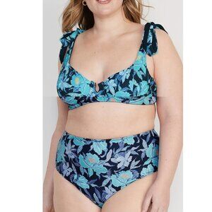 NEW Plus Size 4X Old Navy Womens Swimsuit Bikini Set Floral High Waist Bottoms